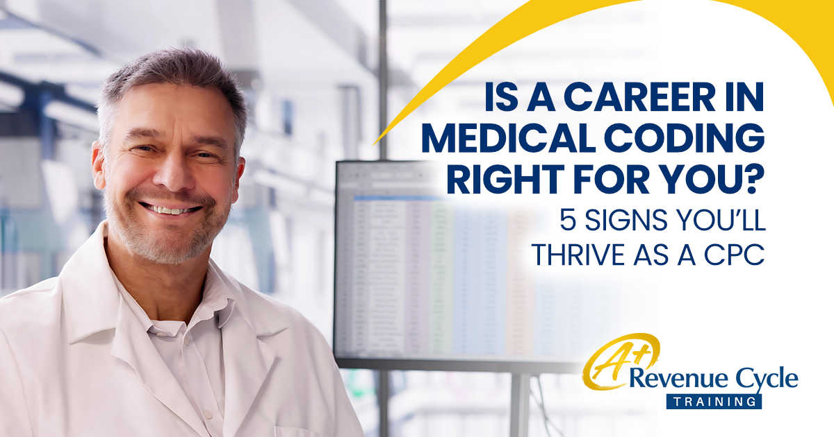 Medical coding and billing codes on screen, representing A+ Revenue Cycle Training and the article “Is a Career in Medical Coding Right for You? 5 Signs You’ll Thrive as a CPC